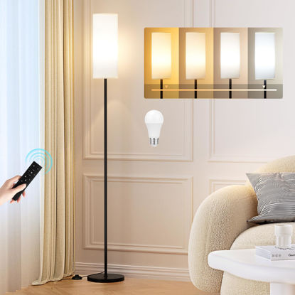 Picture of Ambimall Floor Lamps for Living Room, 64" Modern Floor Lamp with Remote Control and Stepless Dimmable Colors Temperature & Brightness, Standing Lamps for Living Room Bedroom Office, 9W Bulb Included