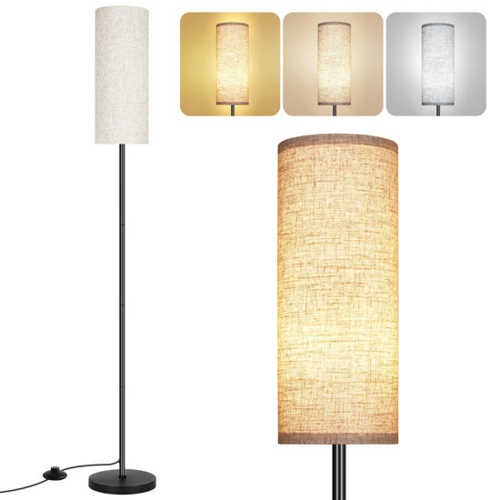 Picture of PARTPHONER Floor Lamp for Living Room, Modern Standing Lamps with Lampshade, Minimalist Tall Lamp with Foot Switch for Living Room, Bedroom, Kids Room, Office(Bulb Not Included)