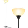 Picture of Coucrek Floor Lamp, LED Standing Lamps with White Plastic Shade, Black Modern Torchiere Floor Lamp, Tall Lamps for Living Room Dorm, Bulb not Included