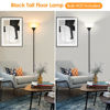 Picture of Coucrek Floor Lamp, LED Standing Lamps with White Plastic Shade, Black Modern Torchiere Floor Lamp, Tall Lamps for Living Room Dorm, Bulb not Included