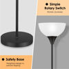 Picture of Coucrek Floor Lamp, LED Standing Lamps with White Plastic Shade, Black Modern Torchiere Floor Lamp, Tall Lamps for Living Room Dorm, Bulb not Included