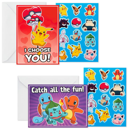 Picture of Hallmark Pokémon Valentines Day Cards and Stickers for Kids School (24 Classroom Valentines with Envelopes)