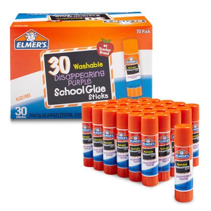 Picture of Elmer's Disappearing Purple School Glue Sticks, Washable, 7 Grams, 30 Count
