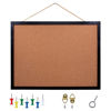 Picture of GDMINLO Black Cork Bulletin Board, 17.7 X 13.3 inches with Oak Wood Finish Frame, for Wall Office Home and School (Pins, Eye Bolts, gaskets, Screws)