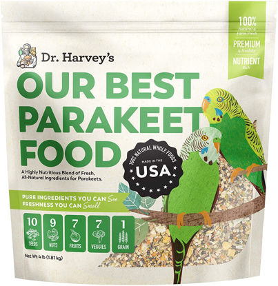 Picture of Dr. Harvey's Our Best Parakeet Food, Wholesome Seeds, Nuts, Fruits, and Vegetable Bird Feed for Budgies and Parakeets (4 Pounds/1.81 kg)