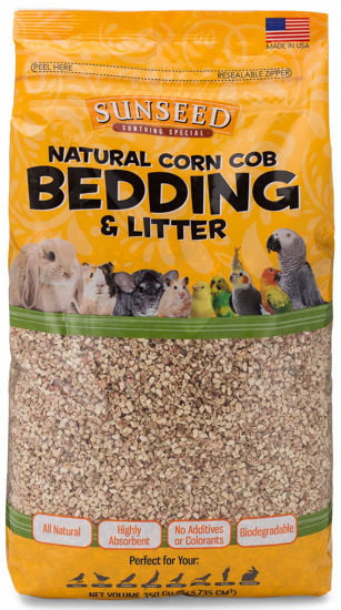 Picture of Sunseed Natural Corn Cob Bedding & Litter for Pet Birds and Small Animals - Made in USA - 350 Cubic Inches