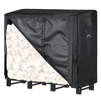 Picture of Himal 4ft Waterproof Firewood Cover, Heavy Duty 600D Oxford Outdoor Storage Wood Rack Cover with Buckle (Log Rack not Included)