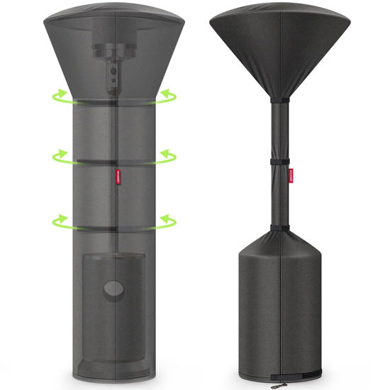 Picture of QH.HOME 2025 Upgrade Heavy Duty Tear Resistant Patio Heater Covers,with Tough YKK Zipper and Multiple Windproof Design,Suitable for all kinds of Severe Weather,89"H x 33"D x 19"B,Black