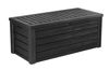 Picture of Keter Outdoor Storage Deck Box, 150 Gallon Resin Patio Bin & Bench, Solid, Dark Grey