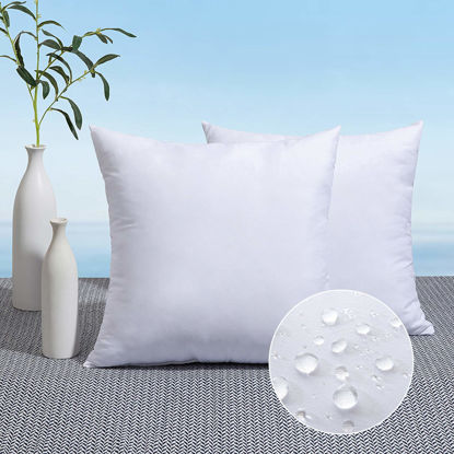 Picture of MIULEE Pack of 2 18x18 Outdoor Pillow Inserts, Outdoor Throw Pillows Water-Resistant Decorative Premium Square Pillow Stuffer Sham for Porch Swing Couch Sofa Cushion Patio Furniture
