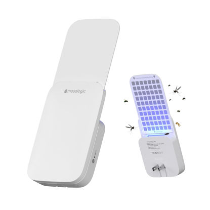 Picture of Mosalogic Flying Insect Trap Plug-in Mosquito Killer Indoor Gnat Moth Catcher Fly Tapper with Night Light UV Attractant Catcher for Home Office White-1PACK