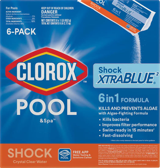 Picture of Clorox® Pool&Spa™ Shock XTRABLUE® Plus, Kills Bacteria & Algae in Swimming Pools, Swim-Ready in 15 Minutes, (6-Pack)