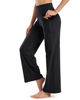 Picture of Promover Wide Leg Pants Woman Yoga Pants with Pockets Loose Stretch Casual Lounge Sweatpants Women Fashion Clothing(Black,L,30")
