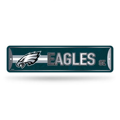 Picture of Rico Industries NFL Philadelphia Eagles Home Décor Metal Street Sign (4" x 15") - Great for Home, Office, Bedroom, & Man Cave - Made,Silver