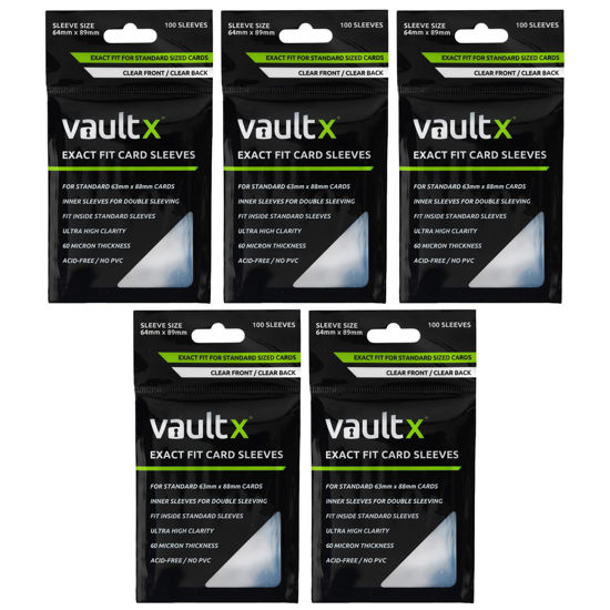 Picture of Vault X Exact Fit Trading Card Sleeves - High Clarity Perfect Fit Inner Sleeves to Protect and Preserve Board Game, Collectible and Trading Card Games (500 Pack)