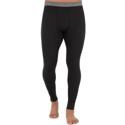 Picture of Fruit of the Loom Men's Recycled Premium Waffle Thermal Underwear Long Johns Bottom (1, 2, 3, and 4 Packs), Black, Medium