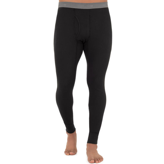 Picture of Fruit of the Loom Men's Recycled Premium Waffle Thermal Underwear Long Johns Bottom (1, 2, 3, and 4 Packs), Black, Medium