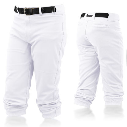 Picture of Franklin Sports Youth Baseball + Softball Pants - Knee High White Baseball Pants for Kids - Boys + Girls Knicker Style Bottoms with Belt Loop - White - Youth Small