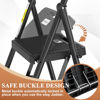 Picture of HBTower Step Ladder, Folding Step Stool with Wide Anti-Slip Pedal, Sturdy Steel Ladder, Convenient Handrail, Lightweight, Portable Steel Step Stool