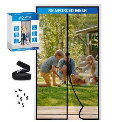 Picture of CANLENE Magnetic Screen Door Polyethylene Terephthalate Mesh Greater Than Fiberglass and Polyester Self-Closing, Easy Install Fit Door Size 36"x82"(Screen:39"x84")