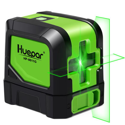 Picture of HUEPAR Laser Level, 100ft Self-Leveling Green Cross Line Laser for Picture Hanging, Tile, Decoration & DIY Indoor Construction - 360° Magnetic Base & Battery Included