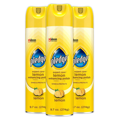 Picture of Pledge Expert Care Wood Polish Spray, Shines and Protects, Removes Fingerprints, Lemon, 9.7 oz (Pack of 3)