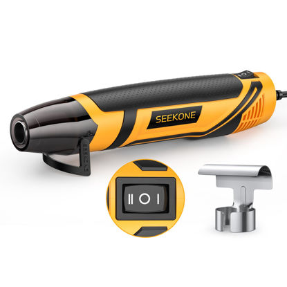 Picture of SEEKONE Mini Heat Gun, 350W 2-Temp Settings 500℉ & 842℉（260℃& 450℃） Fast Heat Hot Air Gun Tool with Reflector Nozzle and 4.9Ft Long Cable Overload Protection for Crafting, Vinyl Wrap and Shrink Tubing