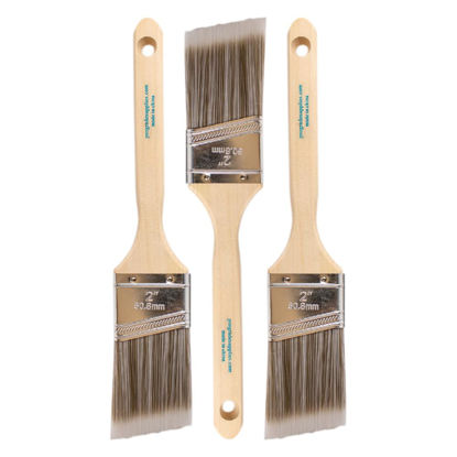 Picture of Pro Grade Paint Brush Set - 3-Pack - 2" Angle Brushes for All Latex and Oil Paints & Stains - Home Improvement - Interior & Exterior Use