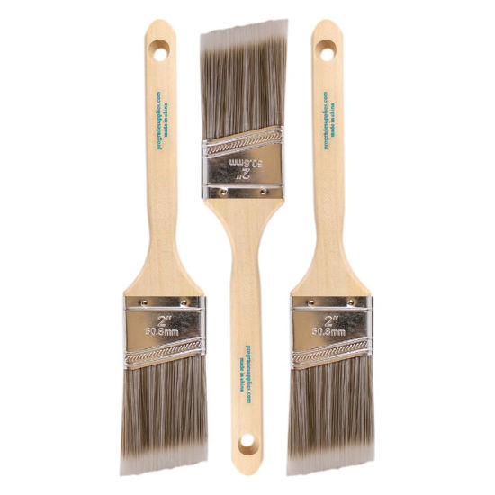 Picture of Pro Grade Paint Brush Set - 3-Pack - 2" Angle Brushes for All Latex and Oil Paints & Stains - Home Improvement - Interior & Exterior Use
