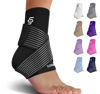 Picture of Sleeve Stars Ankle Brace for Sprained Ankle, Plantar Fasciitis Relief Ankle Support for Women, Ankle Compression Sleeve w/ Strap (Single/Black)