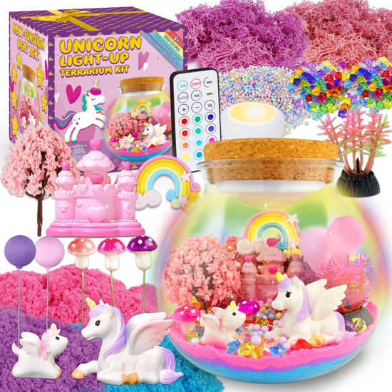 Picture of Unicorn Terrarium Crafts Kit for Kids-LED Night Light Up & Remote Unicorn Birthday Gifts Toys for Girls Ages5 6 7 8 9 10 Year Old-Christmas Gifts for Girls