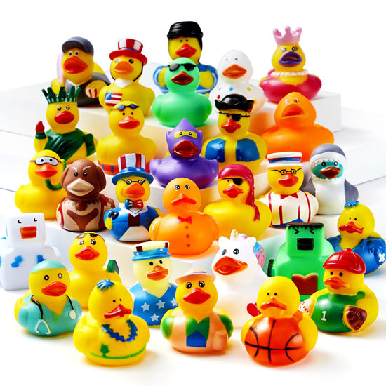 Picture of JOYIN 30 Pcs Rubber Ducks, Random Assortment Ducks Bulk with Mesh Carry Bag, Mini Rubber Duckies for Toddler Baby Bath Toys, Kids Bath Pool Toys Birthday Gifts Party Favors