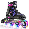 Picture of 2pm Sports Vinal Girls Adjustable Inline Skates with Light up Wheels Beginner Skates Fun Illuminating Roller Skates for Kids Boys and Ladies - Violet Medium(1Y-4Y US)