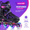 Picture of 2pm Sports Vinal Girls Adjustable Inline Skates with Light up Wheels Beginner Skates Fun Illuminating Roller Skates for Kids Boys and Ladies - Violet Medium(1Y-4Y US)