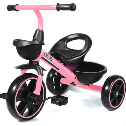 Picture of KRIDDO Tricycle for 2-5 Year Olds - Pink Toddler Trike With Gift for 24 Month to 4 Year Old Girls