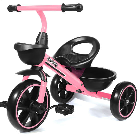 Picture of KRIDDO Tricycle for 2-5 Year Olds - Pink Toddler Trike With Gift for 24 Month to 4 Year Old Girls