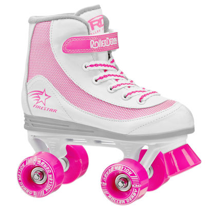 Picture of Roller Derby Firestar Youth Girl's Quad Roller Skates, White/Pink, Size 01
