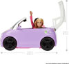 Picture of Barbie Doll Accessories, Toy Car Electric Vehicle with Charging Station, Plug & Sunroof, Purple 2-Seater Transforms into Convertible