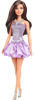 Picture of Barbie Fashionistas Doll #234 with Brown Hair, Wearing Sequined Purple Bubble Dress with Satiny Skirt, Silvery Necklace and Heels