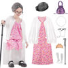 Picture of Aimeiar Kids 100 Days of School Costume for Girls,Halloween Old Lady Costume wig cardigan sweater and Granny Grandma Set for Child