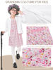 Picture of FancyFun 8 Pcs Old Lady Costume for Kids, Girls 100 Days of School Costume Granny Grandma Wig Dress Glasses Cane Accessories Set D 5-7Y