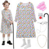 Picture of Z-Shop Old Lady Costume for Girls 100 Days of School Costume Grandma Granny Nightgown for Kids,6