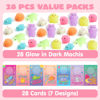 Picture of JOYIN 28 Pack Valentines Day Gift Cards with Cute Kawaii Mochi Squishy Toy to Squeeze Glow in The Dark Stress Relief Fidget Toy for Kids, Classroom Exchange Prizes Valentine Party Favor Toy