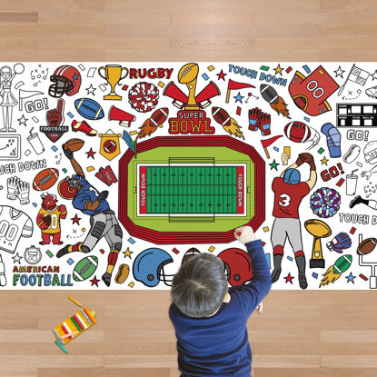 Picture of OHOME Football Giant Coloring Poster/Tablecloth - Superbowl Party Decorations 2025-30 x 72 Inches Jumbo Coloring Banner Kids Crafts Activities Decor Party Supplies