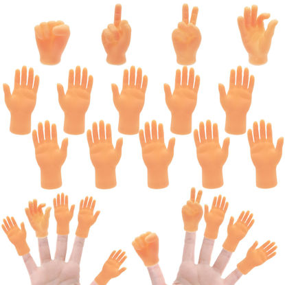 Picture of 14 Pcs Tiny Finger Hands,Premium Rubber Mini Tiny Finger Hands,Flat Hand Style Mini Hand Finger Puppets for Puppet Show,Gag Performance,Party Favors