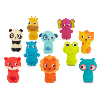 Picture of B. toys B. - 10 Finger Puppets - Animal Finger Puppets - Fox, Panda, Hippo, Giraffe, Dog - Lion, Cat, Frog, Elephant, Owl - 10 Months + - Pinky Pals Crew
