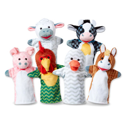 Picture of Melissa & Doug Barn Buddies Hand Puppets, Set of 6 (Cow, Sheep, Horse, Duck, Chicken, Pig) , Multicolor