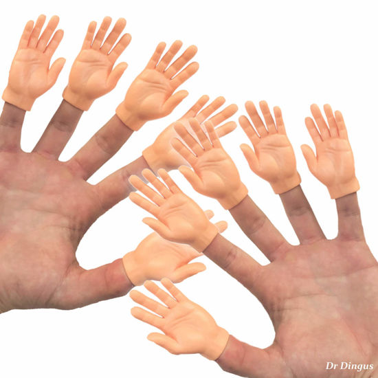 Picture of Finger Hands - 10 Pack - Premium Rubber Little Tiny Finger Hands - Fun and Realistic Design - Ideal for Puppet Show, Gag Present, Fun for All Kids!