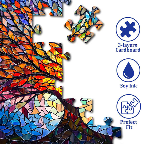 GetUSCart- PICKFORU Stained Glass Puzzle Tree of Life Puzzles for ...