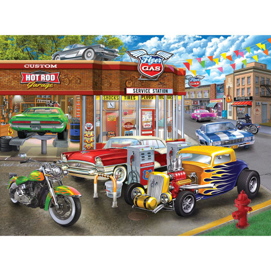 Picture of RoseArt - Chris Bigelow - Hot Rod Garage - 1000 Piece Jigsaw Puzzle for Adults